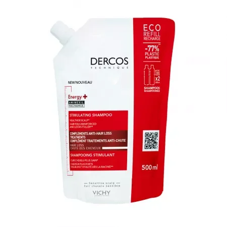 Sampon EcoPack Energy+ Dercos, 500ml, Vichy 