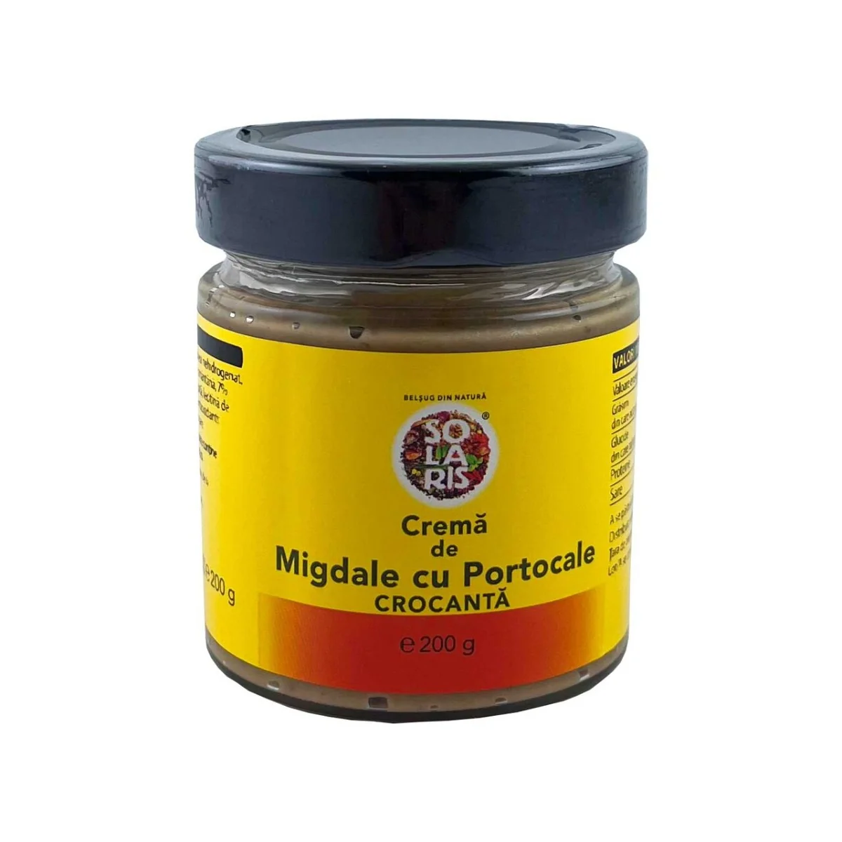 Crema de migdale crocanta cu portocale, 200g, Solaris