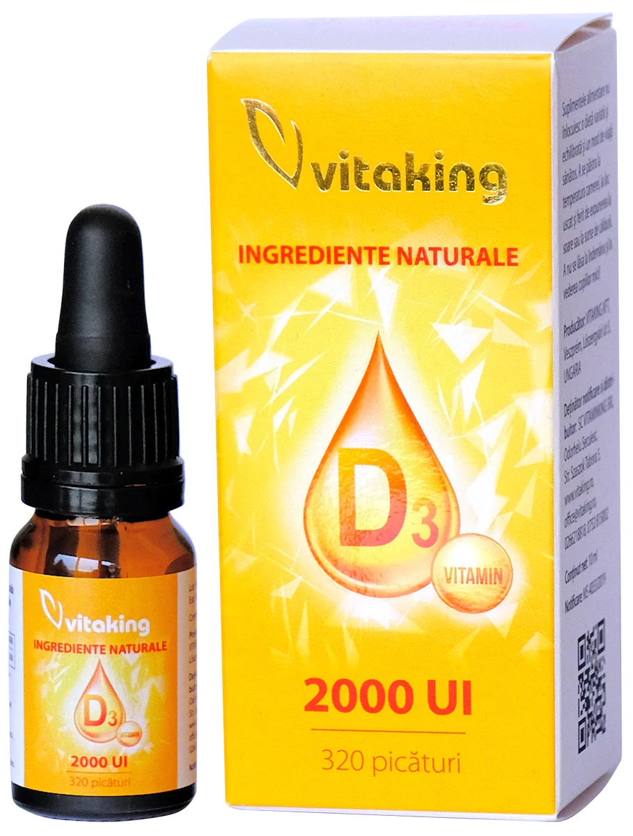 Vitamina D3 picaturi 2000UI, 10ml, Vitaking