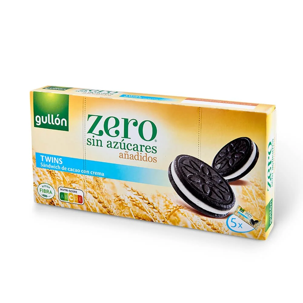 Biscuiti sandwich cu cacao si crema de lapte fara zahar, 210g, Gullon