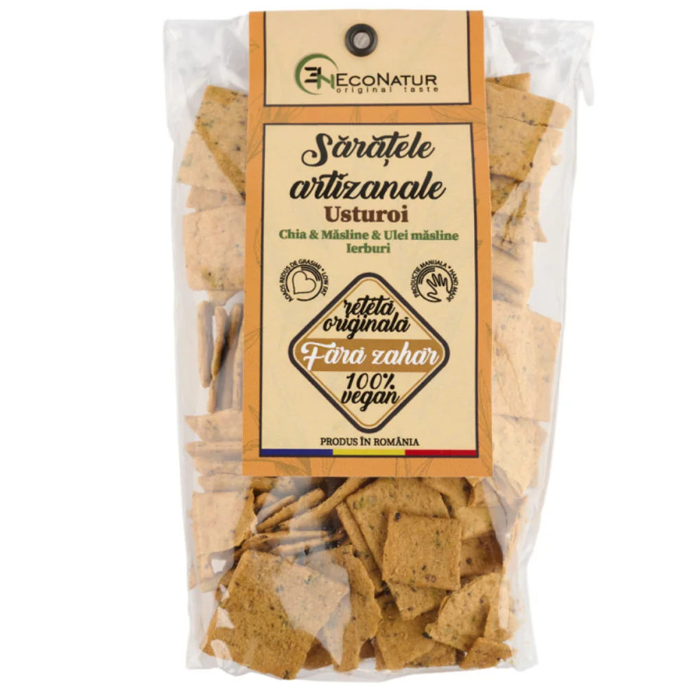 Saratele artizanale cu usturoi si chia, 150g, EcoNatur