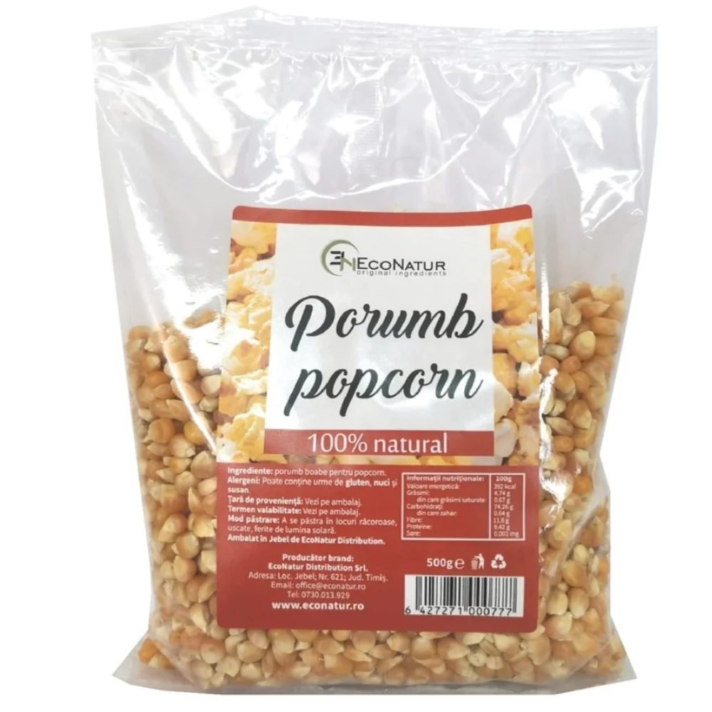 Porumb pentru popcorn, 500g, EcoNatur