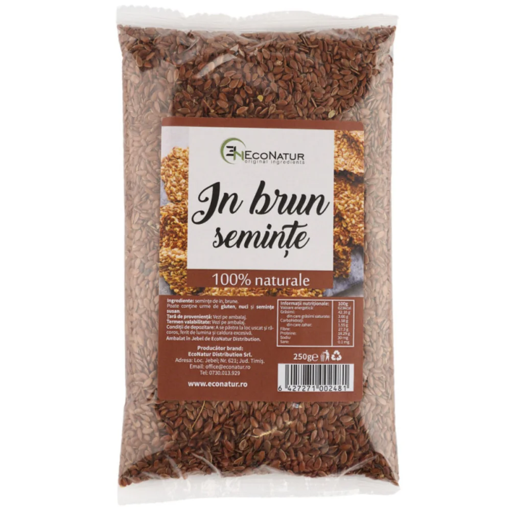 Seminte de in brun, 250g, EcoNatur