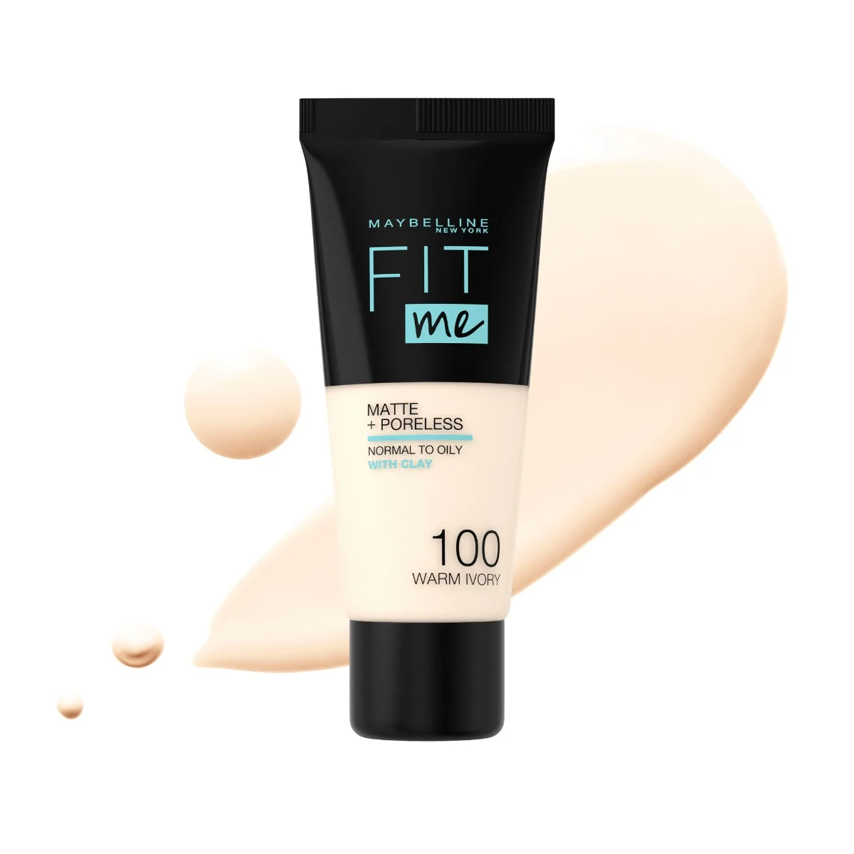 Fond de ten Matte & Poreless 100 Warm Ivory Fit Me, 30ml, Maybelline 