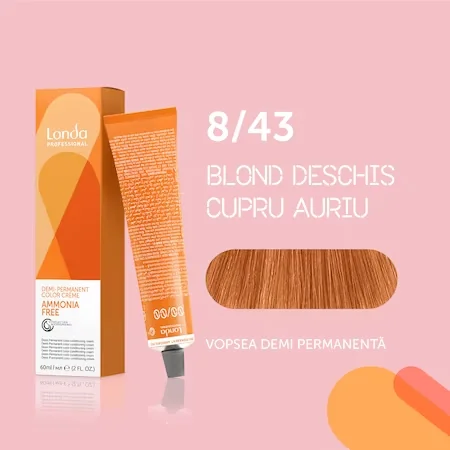 Vopsea de par demi permanenta fara amoniac 8/43, 60ml, Londa Professional 