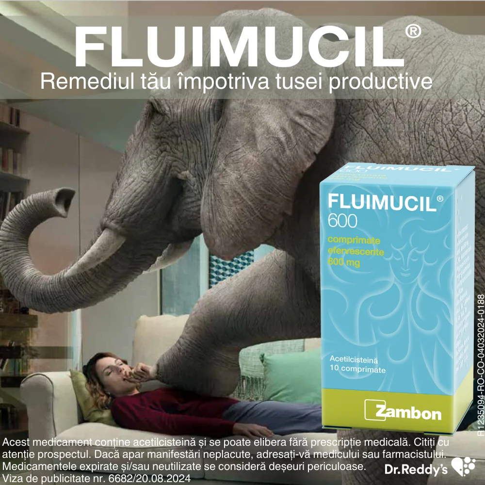 Fluimucil 600 mg, 10 comprimate efervescente, Zambon 