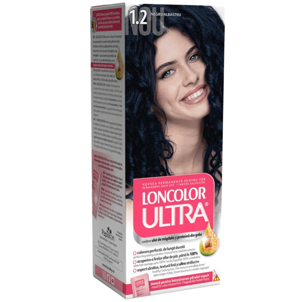 Vopsea de par permanenta Ultra Nr. 1.2, 110ml, Loncolor