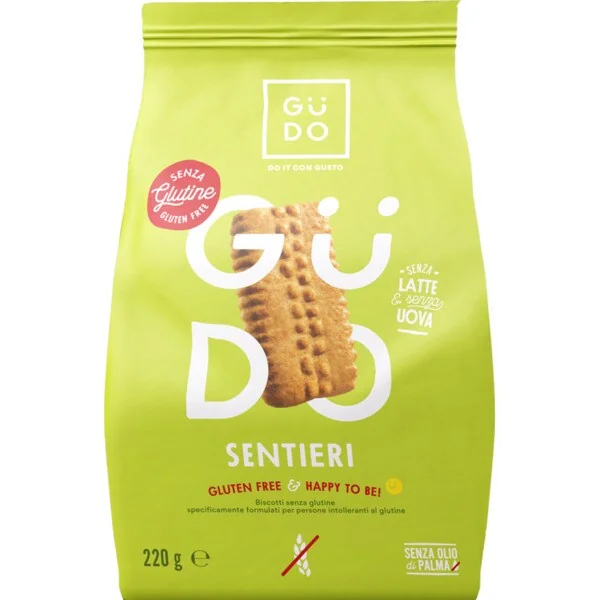 Biscuiti fara gluten Sentieri fara lapte si ou, 220g, Gudo