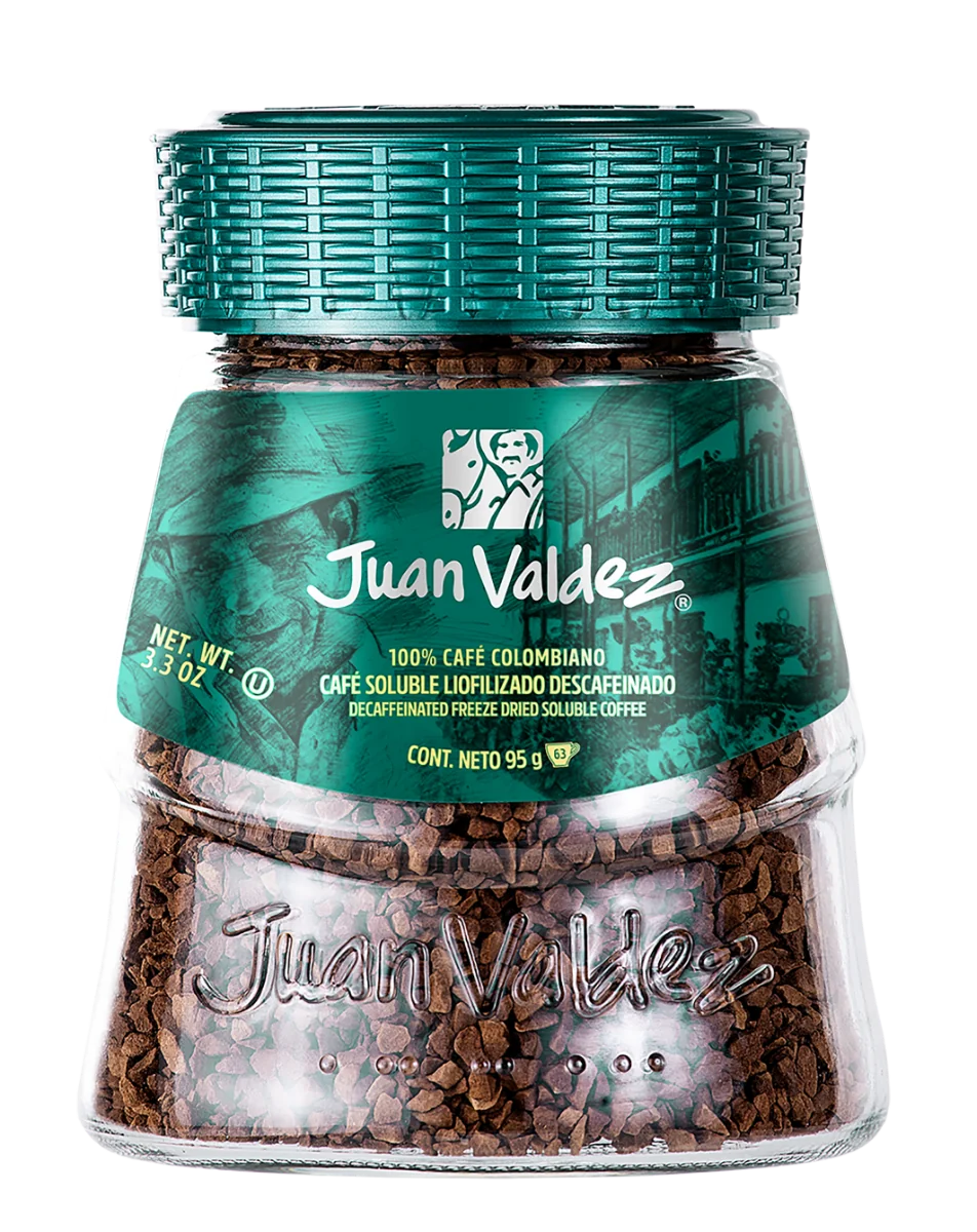 Cafea solubila liofilizata Decaf, 95g, Juan Valdez