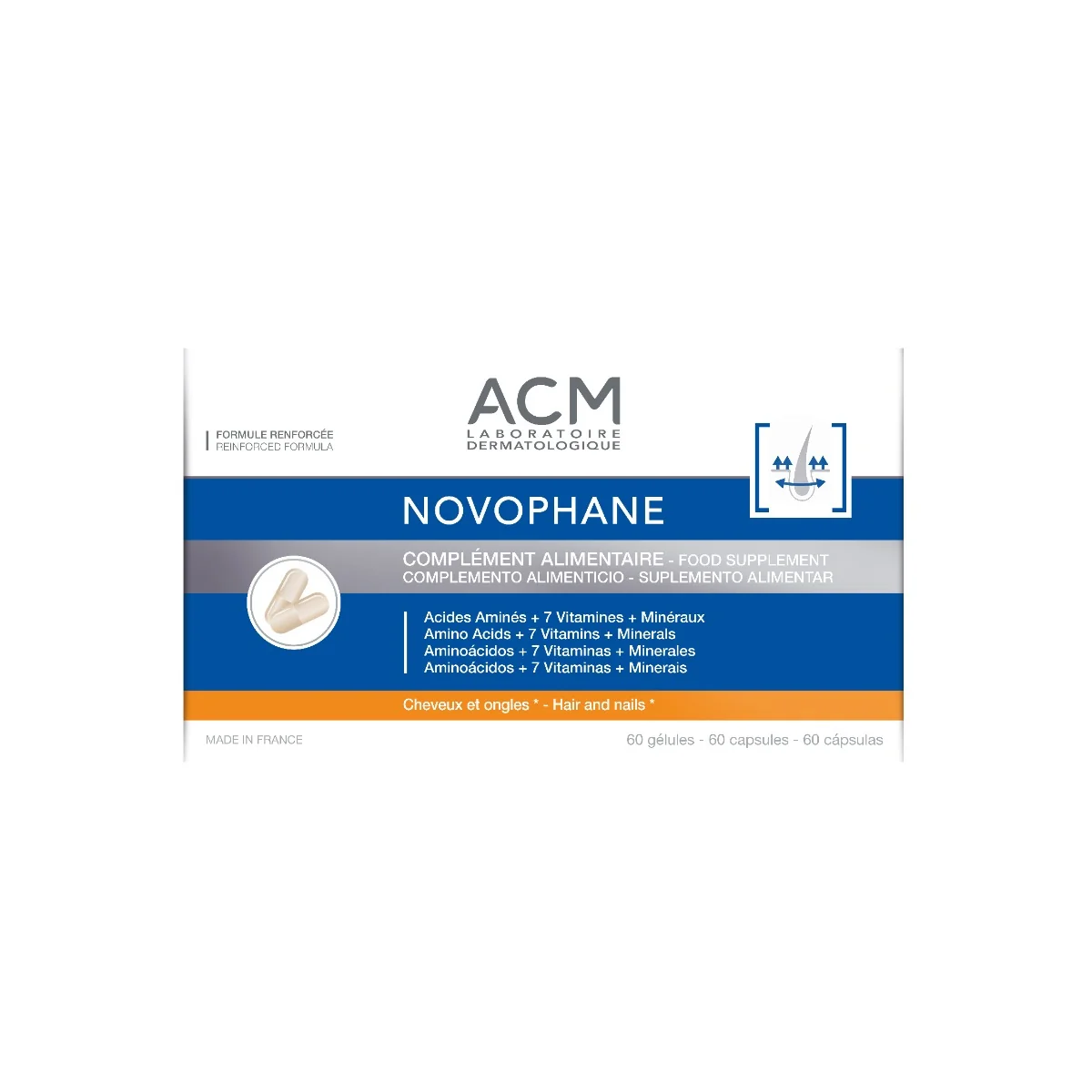 Capsule pentru par si unghii Novophane, 60 capsule, ACM 