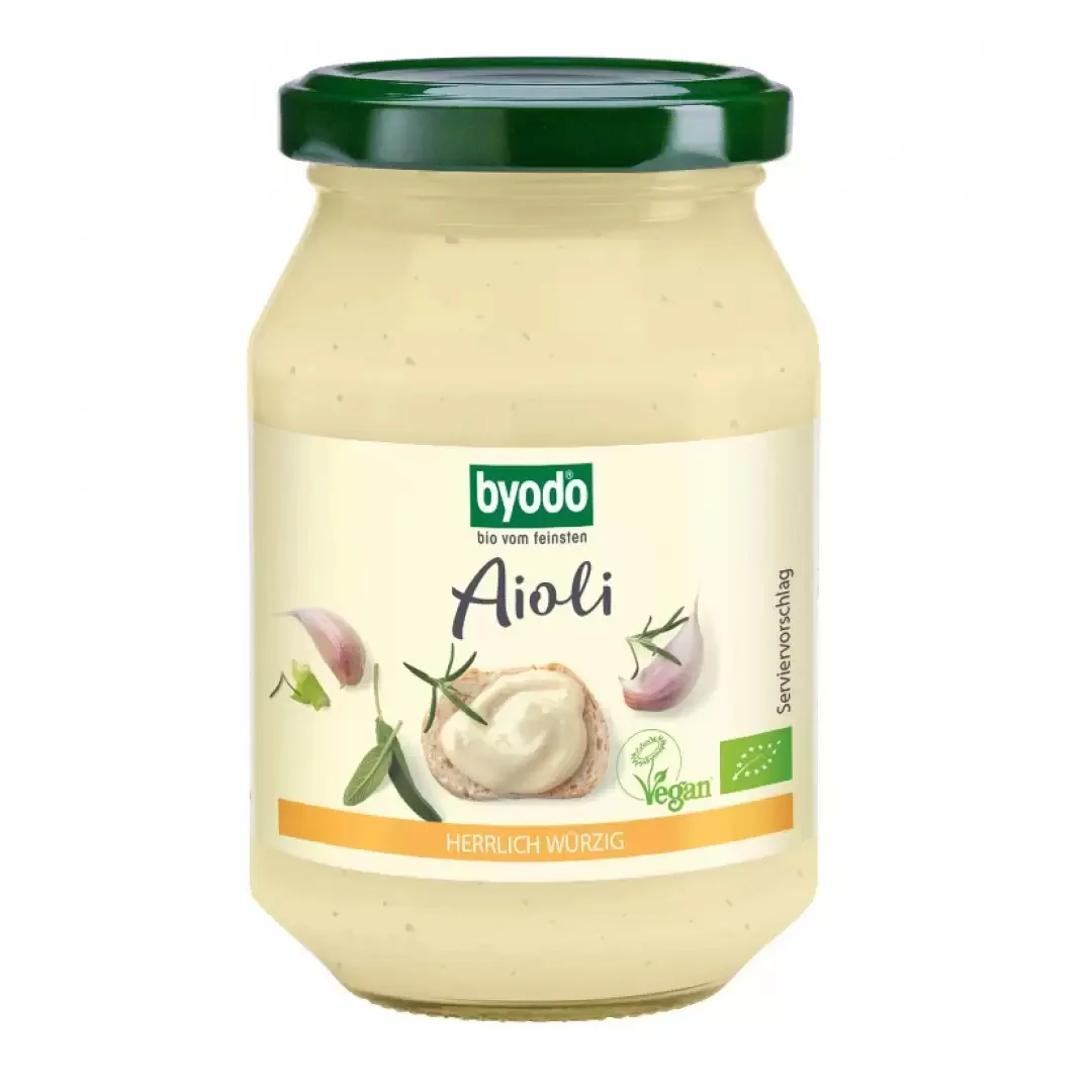 Maioneza aioli Eco cu usturoi vegan fara gluten, 250ml, Byodo 