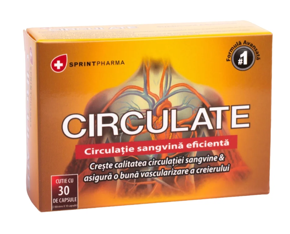 Supliment alimentar pentru stimularea circulatiei Circulate, 30 capsule, Sprint Pharma