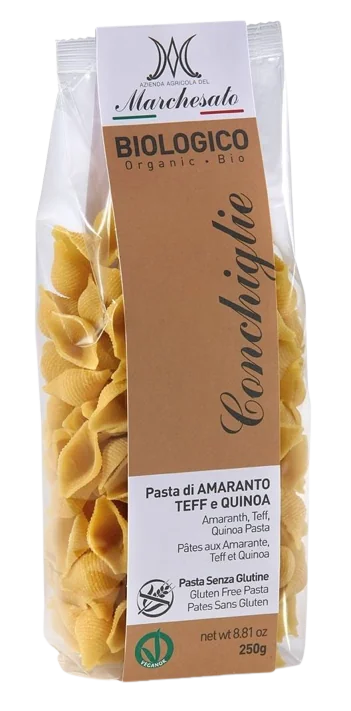 Paste Conchiglie din amarant, teff si quinoa fara gluten Bio, 250g, Marchesato