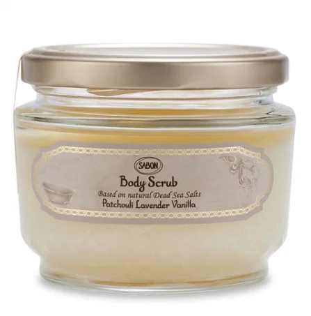 Exfoliant de corp Patchouli Lavender Vanilla, 320g, Sabon 