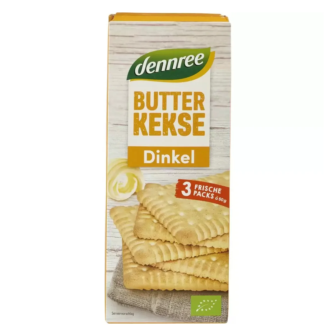 Biscuiti din spelta si unt Butterkeks Eco, 150g, Dennree 