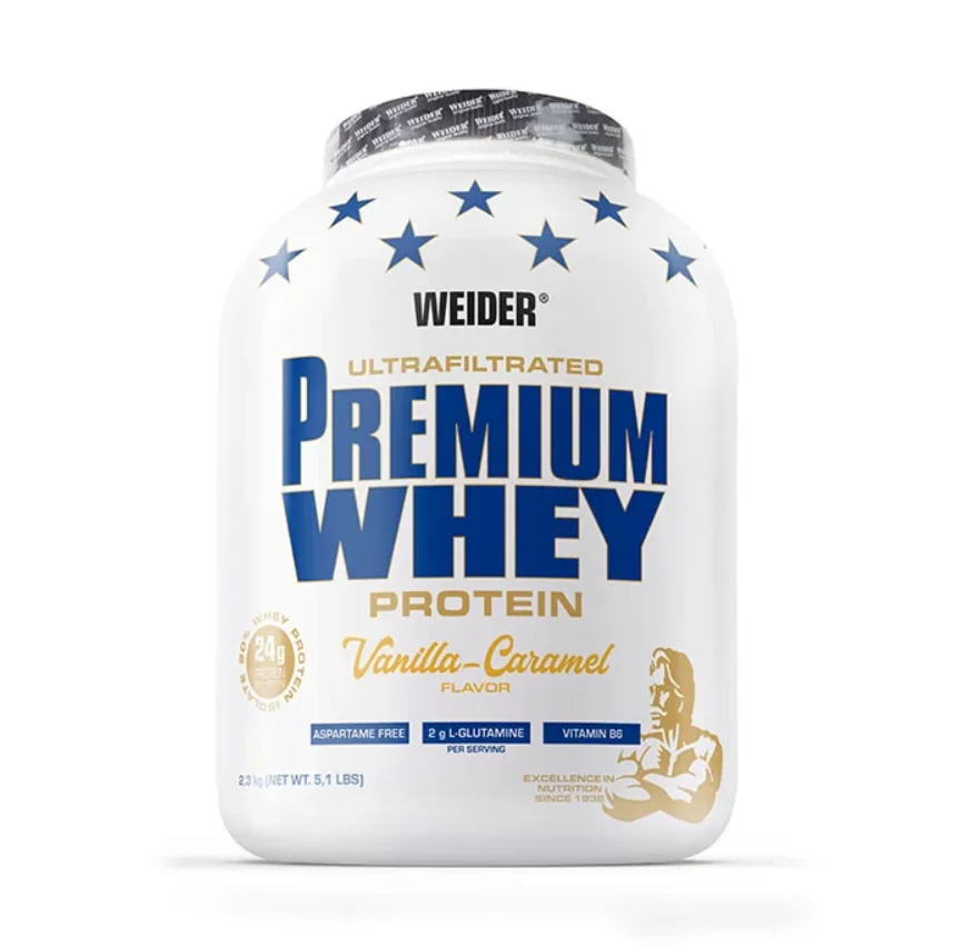 Pudra proteica cu aroma de Vanilla-Caramel Premium Whey, 2.3kg, Weider