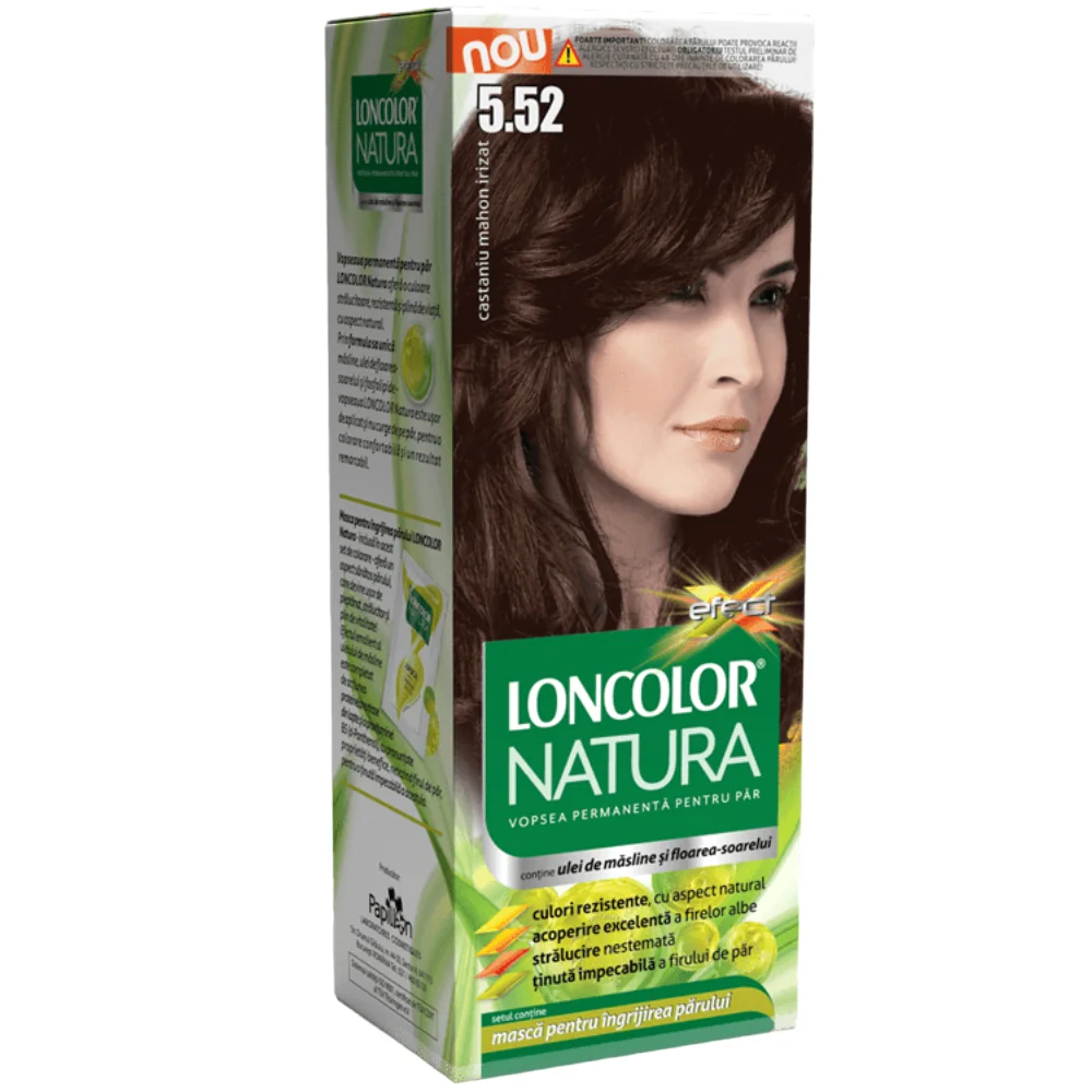 Vopsea de par permanenta Natura Nr. 5.52, 115ml, Loncolor