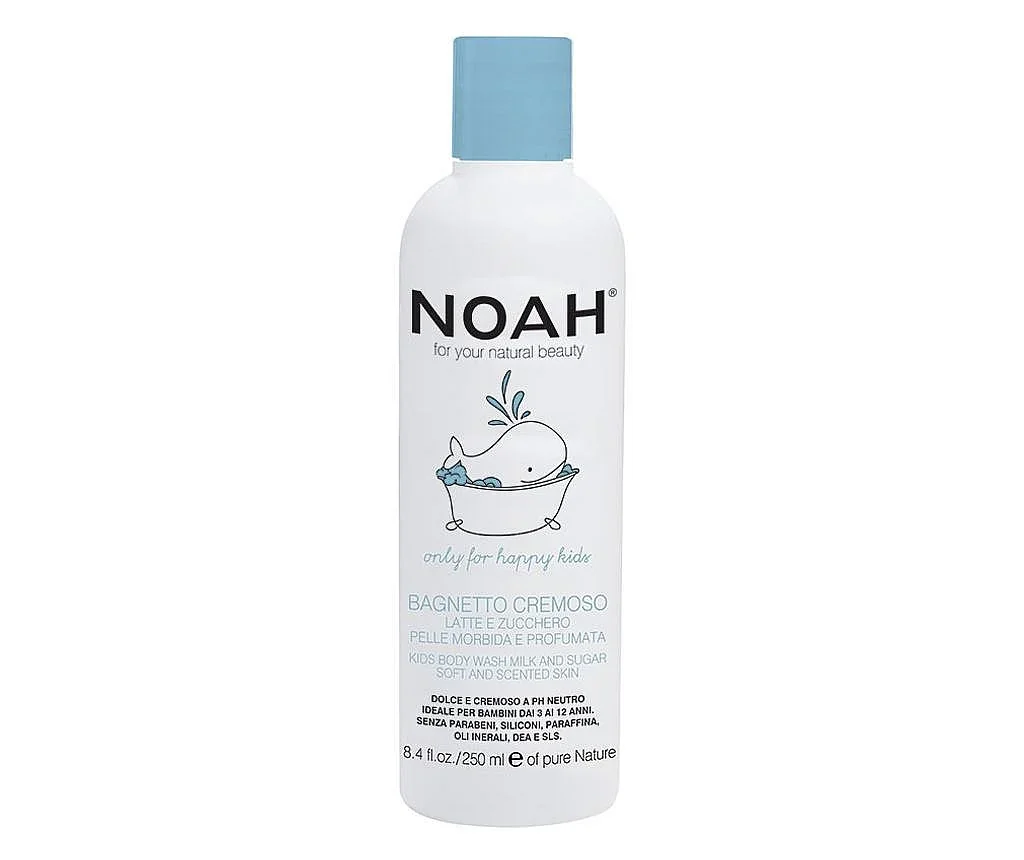 Gel de dus cremos cu lapte si zahar pentru copii, 250ml, Noah