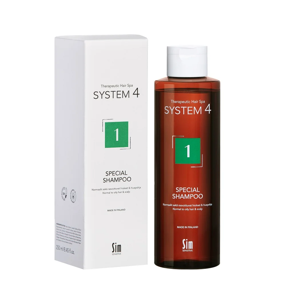 Sampon Special 1 cu climbazol pentru parul si scalpul cu tendinta de ingrasare si matreata System 4 Therapeutical Hair Spa, 250ml, Sim Sensitive