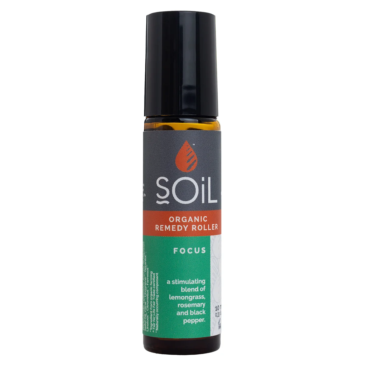 Roll-on cu uleiuri esentiale pure organice Ecocert concentrare Focus, 10ml, Soil