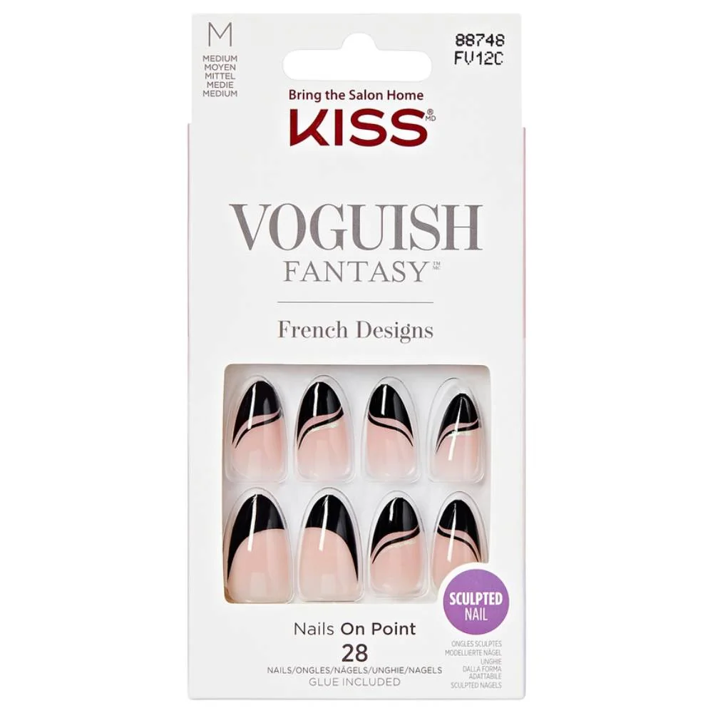 Unghii false Voguish Fantasy Medium Almond, 28 bucati, Kiss 