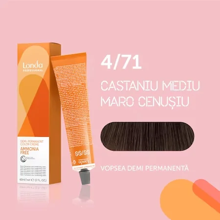 Vopsea de par demi permanenta fara amoniac 4/71, 60ml, Londa Professional 