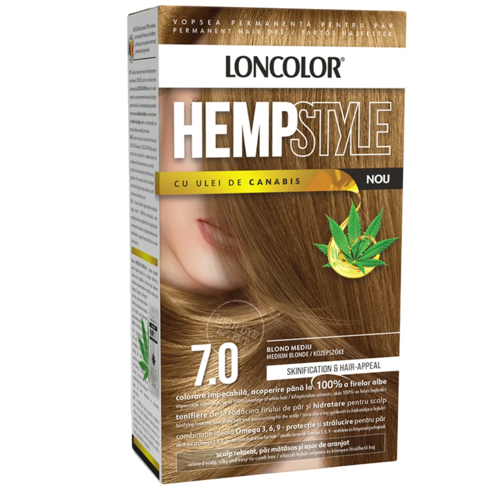 Vopsea de par permanenta Hempstyle Nr. 7.0, 110ml, Loncolor