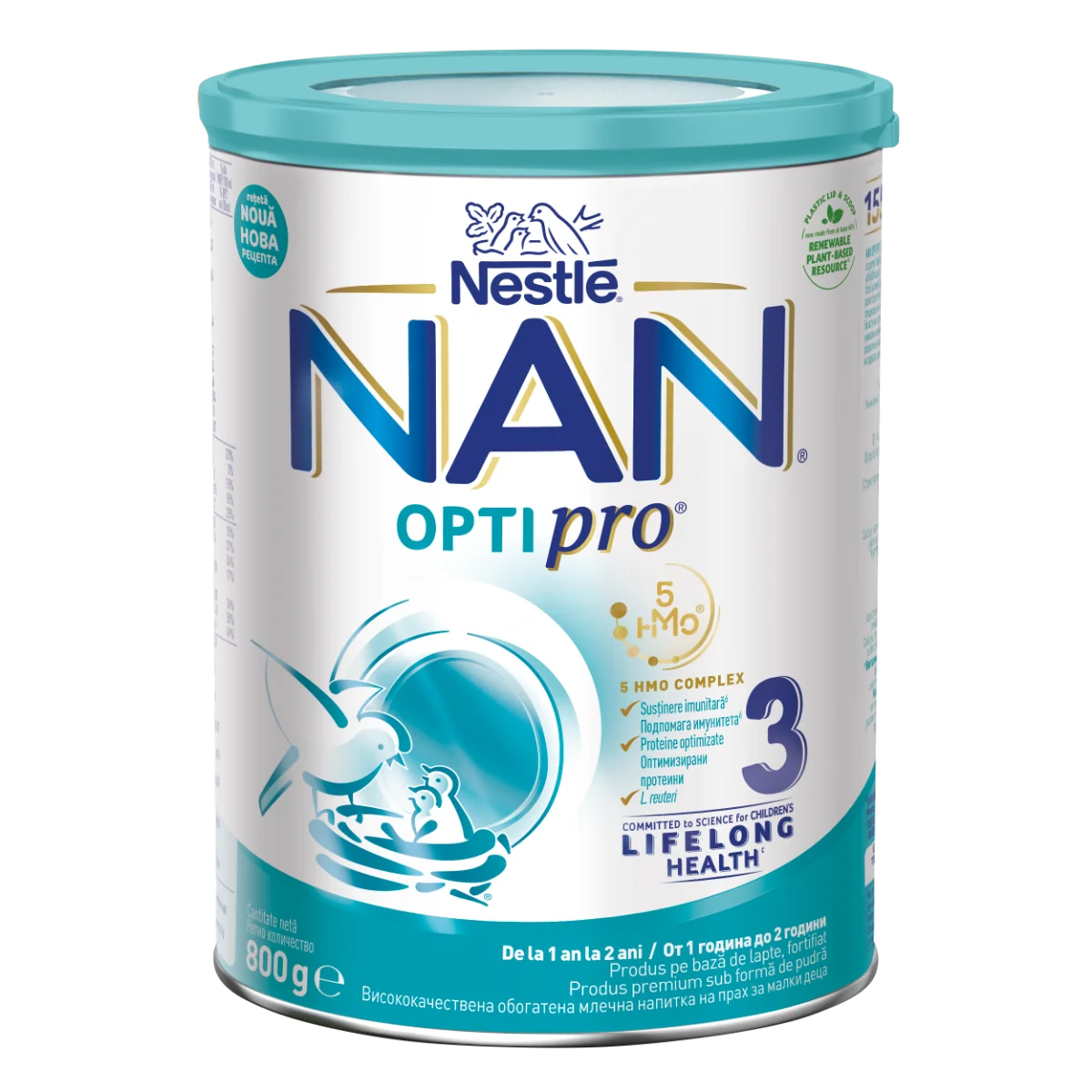 Lapte praf Nan 3 Optipro HMO +12 luni, 800g, Nestle