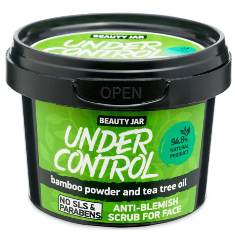 Scrub facial pentru ten gras cu pudra de bambus si ulei de arbore de ceai Under Control, 120g, Beauty Jar