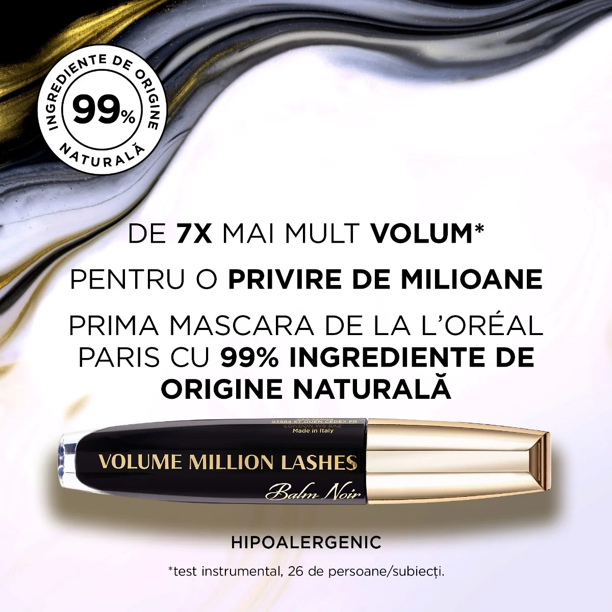 Mascara pentru volum Volume Million Lashes Balm Noir, 8.9ml, L'Oreal Paris 