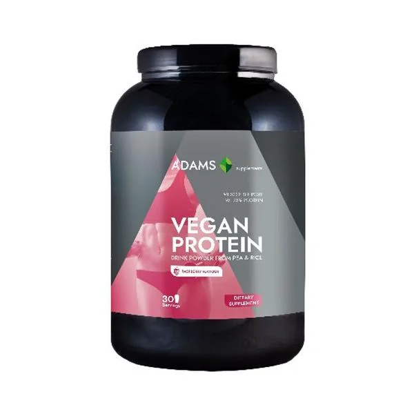 Vegan Protein cu aroma de zmeura, 908g, Adams Vision