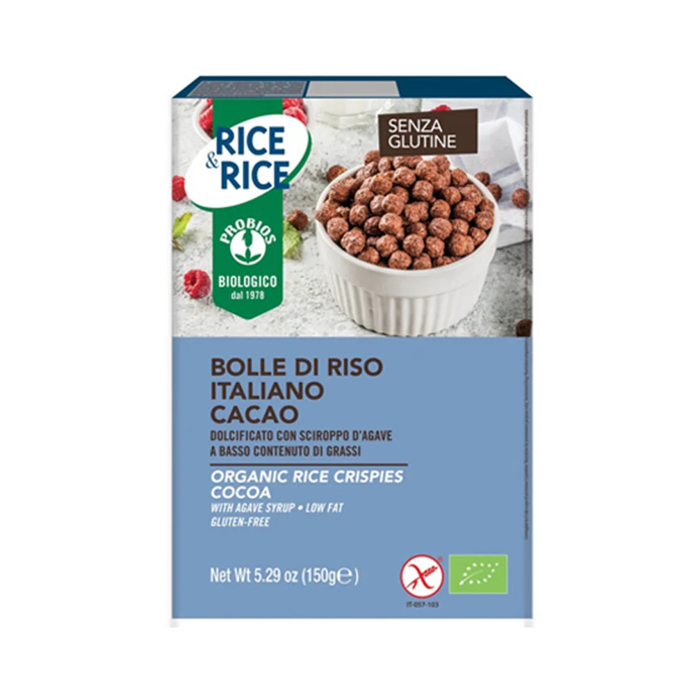 Bilute de orez Eco cu cacao fara zahar si fara gluten, 150g, Probios