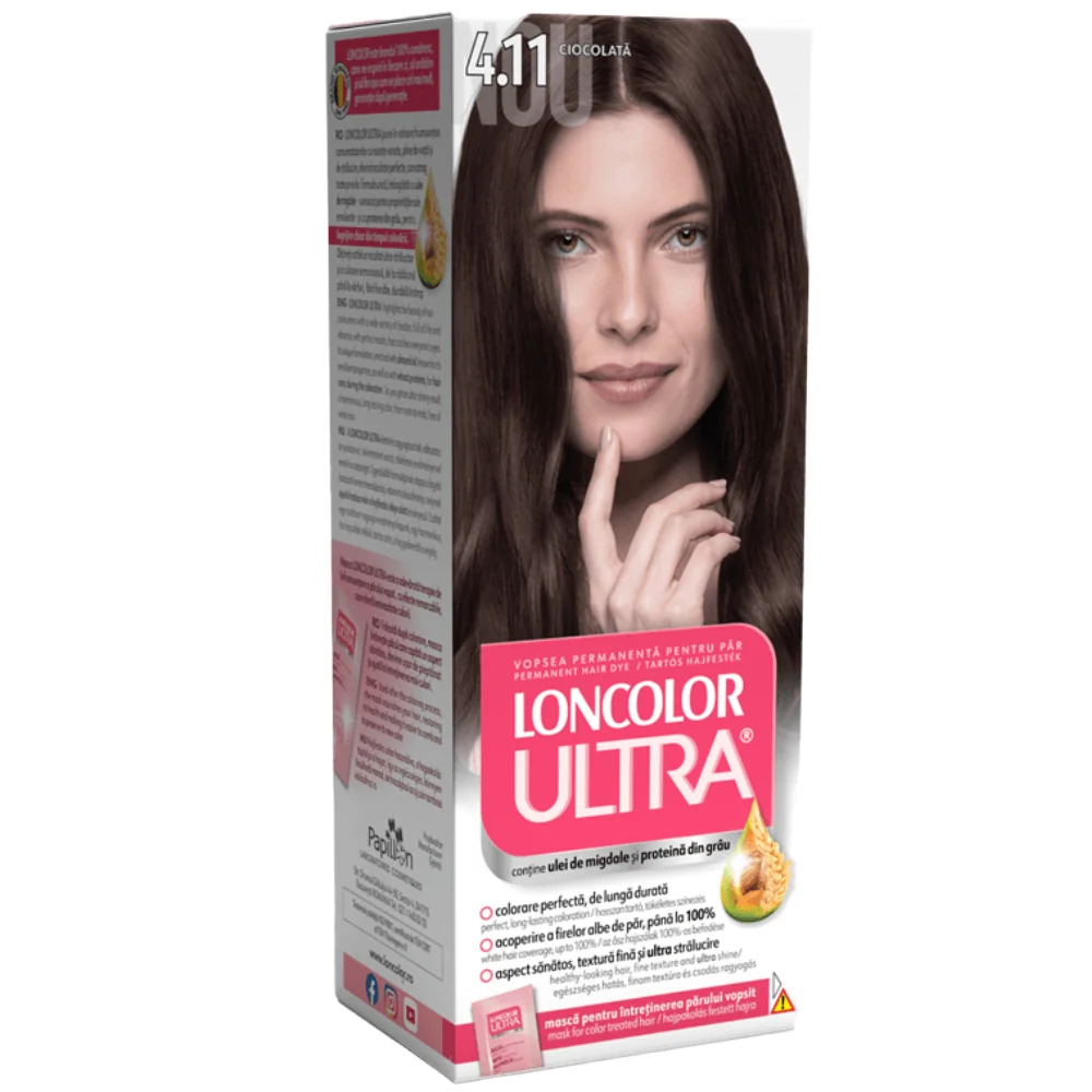 Vopsea de par permanenta Ultra Nr. 4.11, 110ml, Loncolor