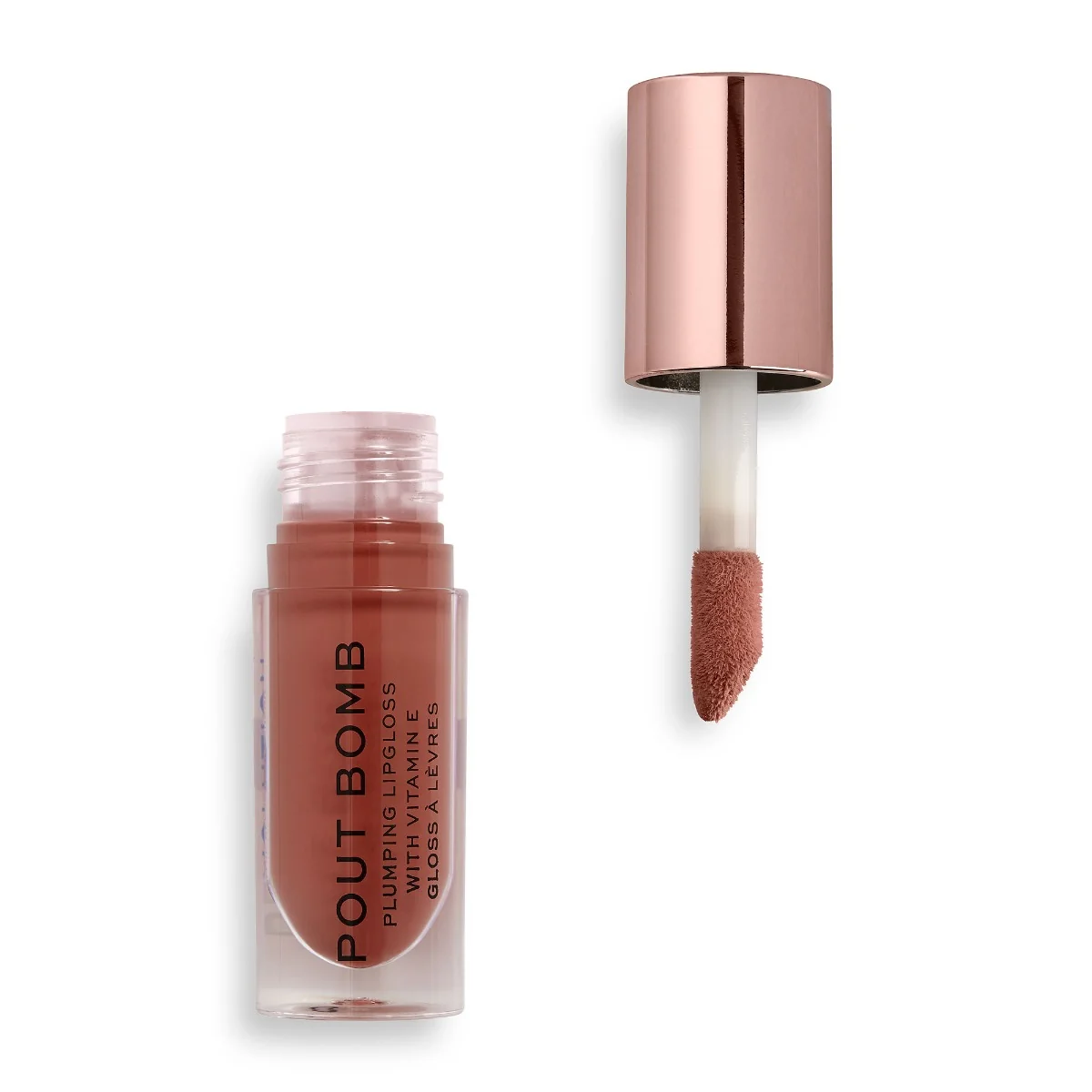 Luciu de buze Pout Bomb Plumping Gloss Cookie Deep Nude, 4.6ml, Makeup Revolution 