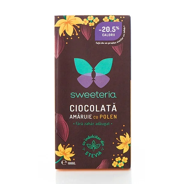 Ciocolata amaruie cu 70% polen, 100g, Sweeteria