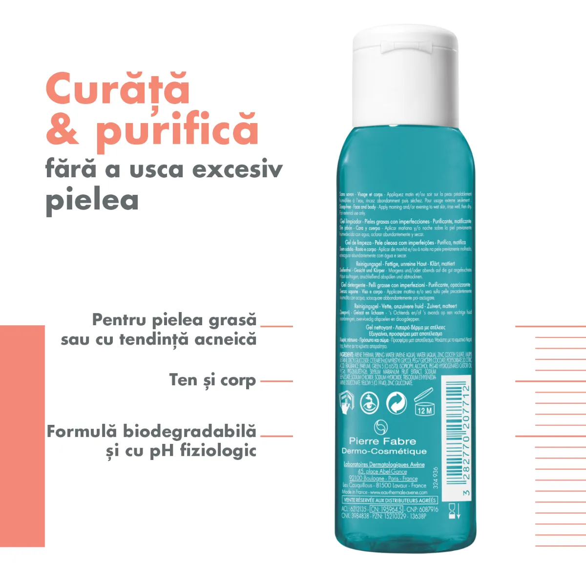 Gel de curatare pentru ten cu tendinta acneica Cleanance, 100ml, Avene 