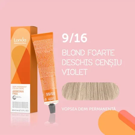 Vopsea de par demi permanenta fara amoniac 9/16, 60ml, Londa Professional 