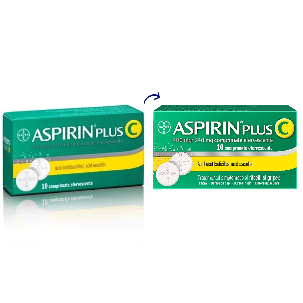 Aspirin Plus C, 10 comprimate efervescente, Bayer