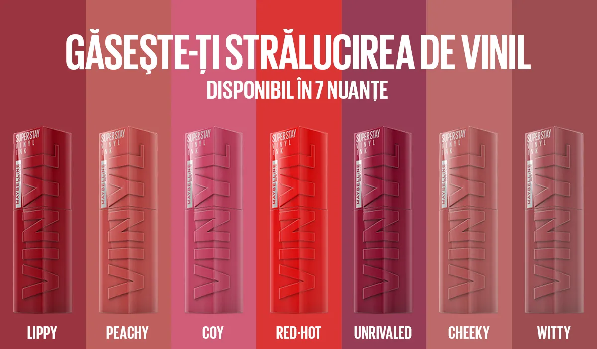 Nuante Ruj lichid rezistent cu stralucire de vinil Maybelline New York SuperStay Vinyl Ink