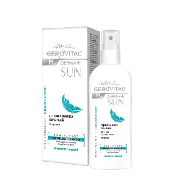 Lotiune calmanta dupa plaja Derma+ Sun, 150ml, Gerovital 