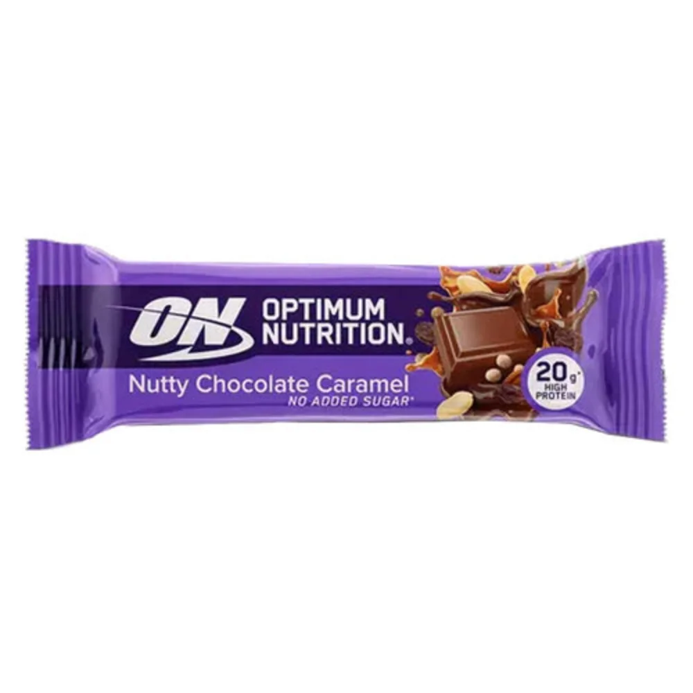 Baton proteic cu ciocolata caramel si nuci, 70g, Optimum Nutrition