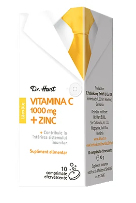 Dr.Hart Vitamina C 1000mg + Zinc, 10 comprimate efervescente