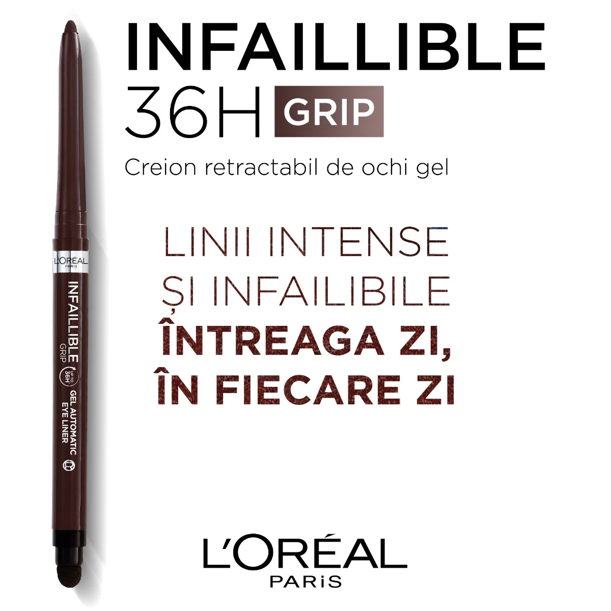 Creion mecanic de ochi gel Infaillible 36H Grip Brown Denim, 1.2g, L'Oreal Paris 